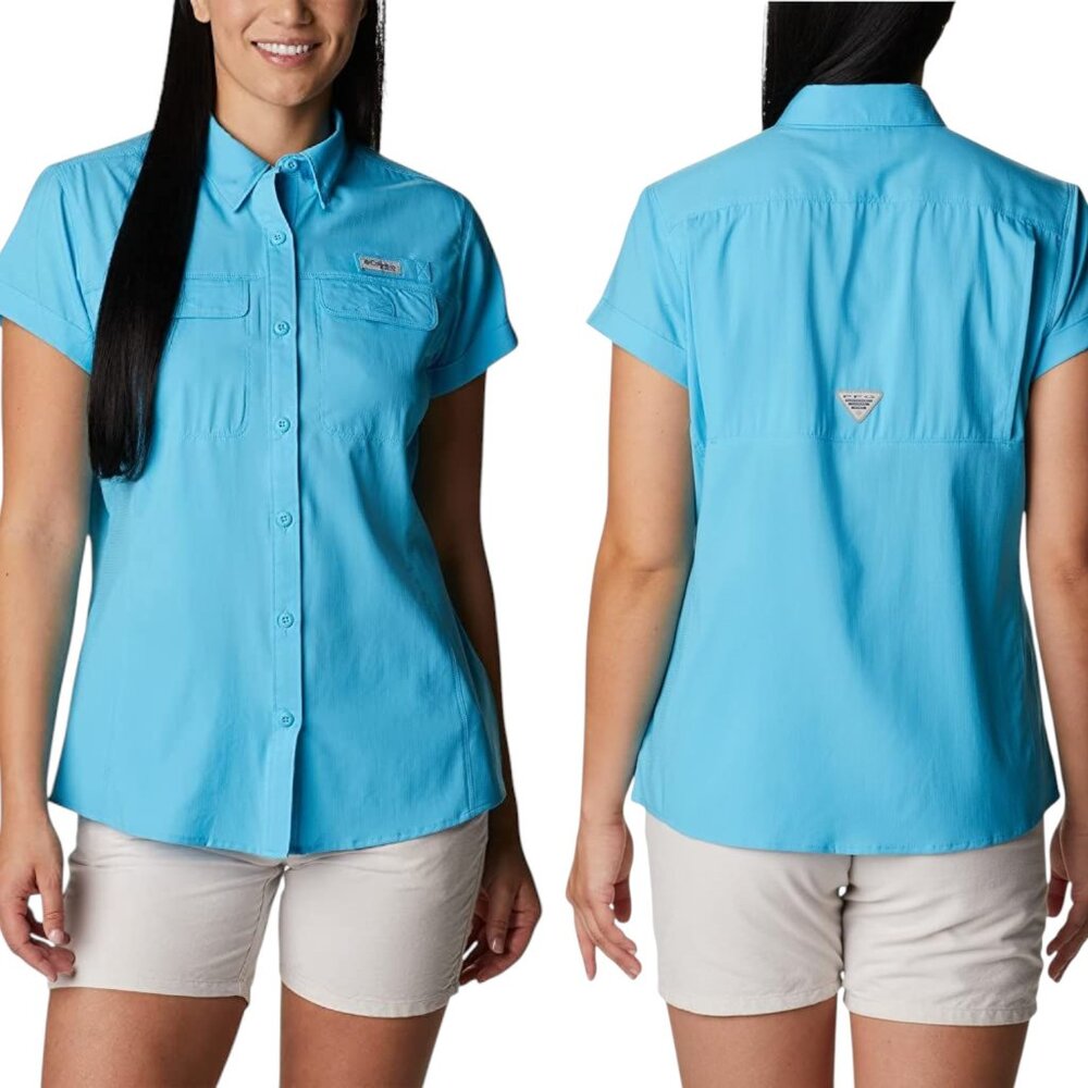 Columbia Skiff Guide Short Sleeve PFG Fishing/Active Shirt - Atoll (Blue) - L